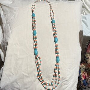Turquoise and Coral Beaded Necklace new never worn summer vibes and lovely